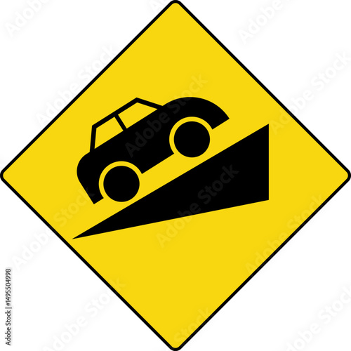 uphill road sign. decent road safety sign. vehicle uphill street safety icon. Traffic Road Sign. damaged surface