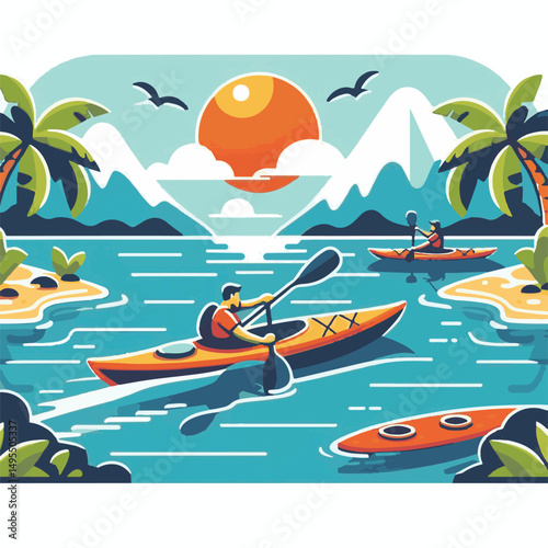 nature, summer, kayak, water, vacation, travel, boat, lake, sport, paddle, holiday, kayaking, activity, outdoor, landscape, active, leisure, canoe, lifestyle, adventure, tourism, recreation, sea, spor