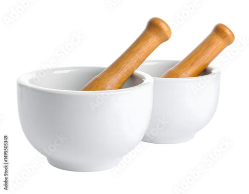 Isolated ceramic mortar and pestle on white background, png, Jpeg