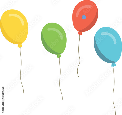 Set of balloons in flat style. Vector illustration