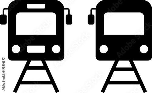 rail icon set. Train symbol. Railway Station.  Freight Locomotive. Transportation Sign Collection. Freight Locomotive