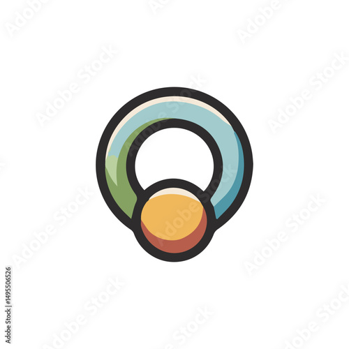 A minimalist colorful baby rattle design.