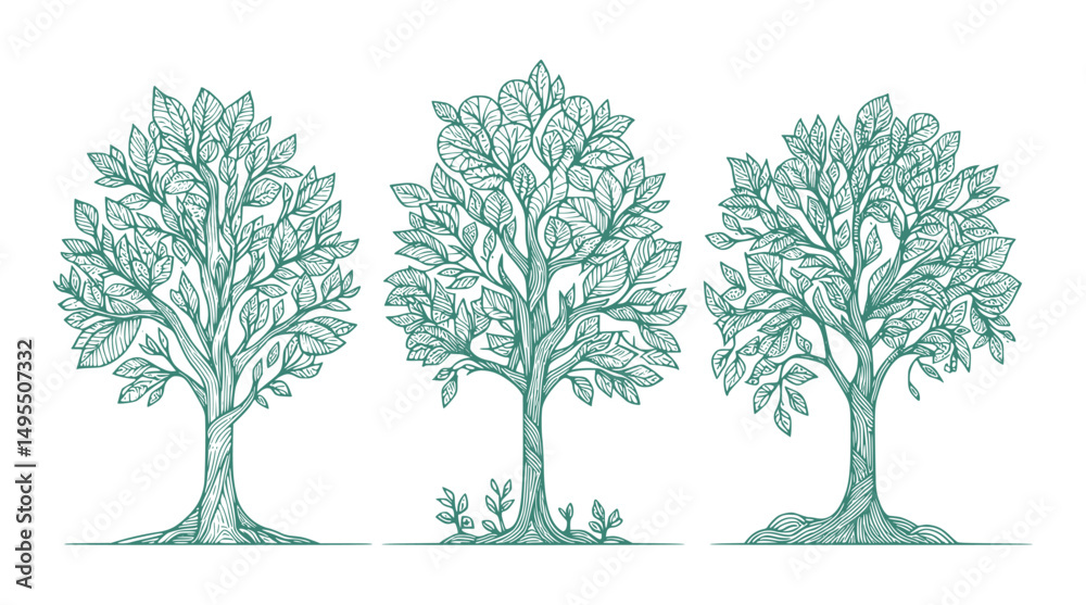 Fototapeta premium set of green trees