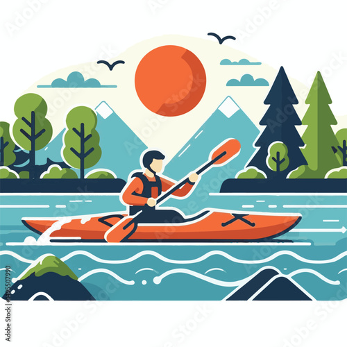 nature, summer, kayak, water, vacation, travel, boat, lake, sport, paddle, holiday, kayaking, activity, outdoor, landscape, active, leisure, canoe, lifestyle, adventure, tourism, recreation, sea, spor
