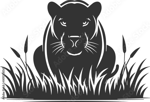 Vector animal drawing of a jaguar silhouette