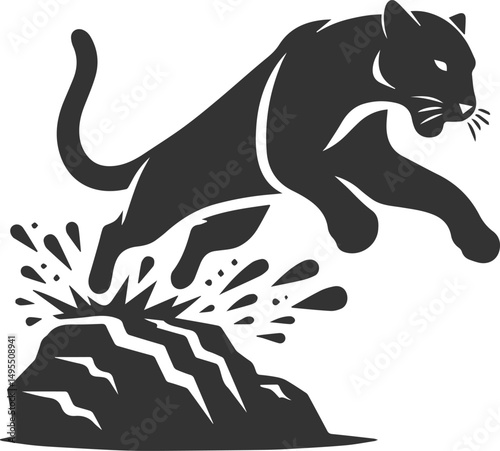 Vector animal drawing of a jaguar silhouette
