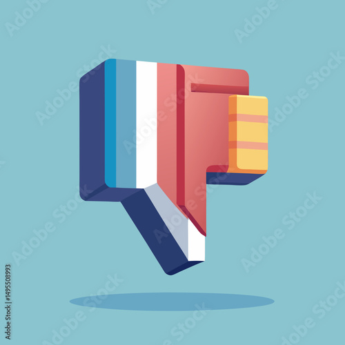 Abstract 3D Thumbs Down Icon Negative Feedback Symbol