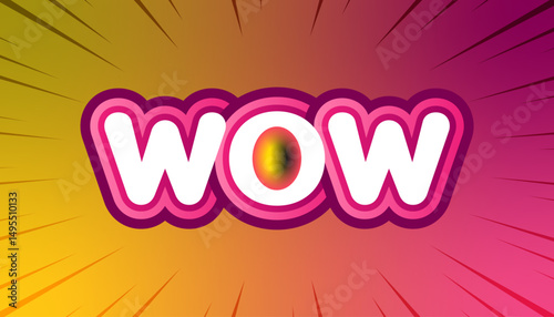 Wow text Vector illustration. Lettering nice word. Nice text effect design.