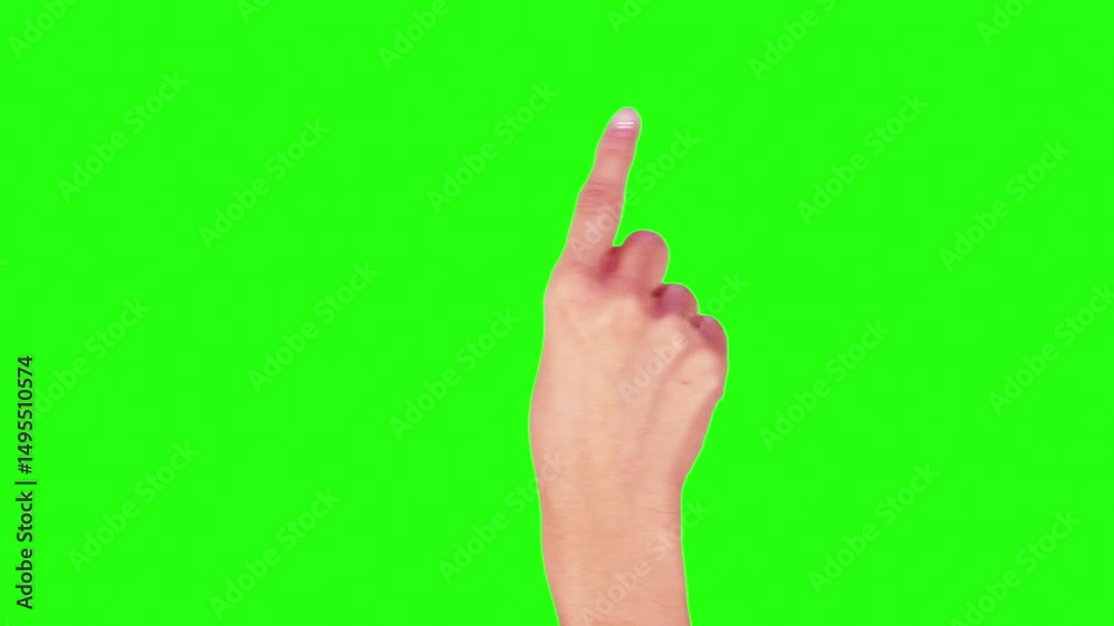 
Gestures Pack. Female Hand Swiping Left, Right On Chroma Key Green Screen Background. Using A Smartphone, Tablet Pc.