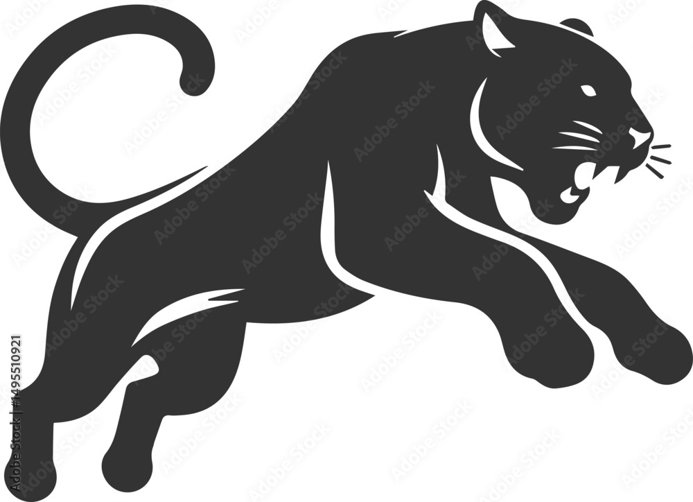 Naklejka premium Vector animal drawing of a jaguar silhouette