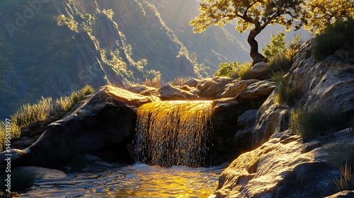 waterfall in the mountains