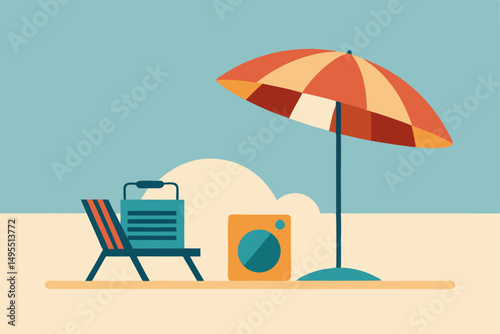 beach chair and umbrella