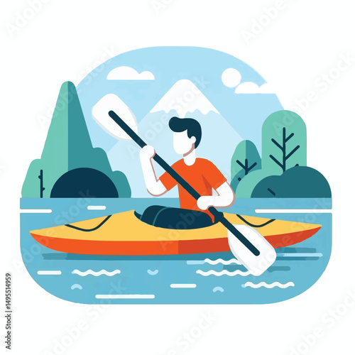 nature, summer, kayak, water, vacation, travel, boat, lake, sport, paddle, holiday, kayaking, activity, outdoor, landscape, active, leisure, canoe, lifestyle, adventure, tourism, recreation, sea, spor