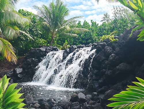 waterfall in tropical jungle