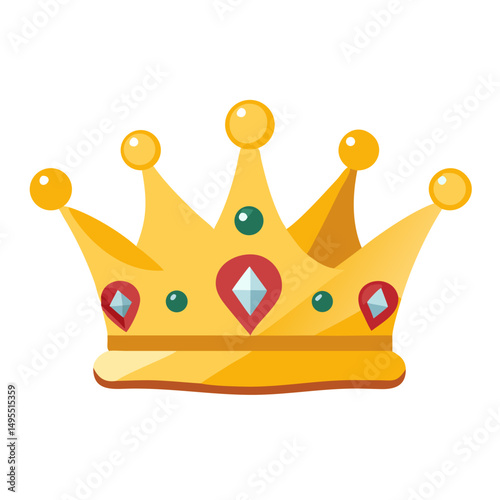 Golden royal crown, a majestic 3D illustration of success and power, isolated on white background