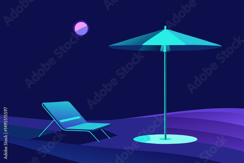 beach chair and umbrella