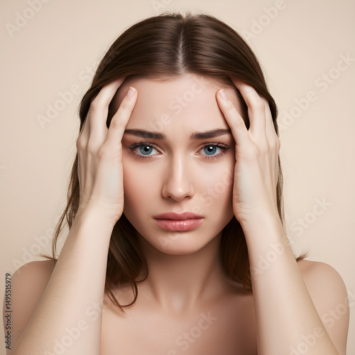 Wallpaper Mural Expressive portrait of a young woman conveying stress and emotional pain Torontodigital.ca