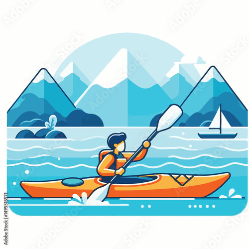 nature, summer, kayak, water, vacation, travel, boat, lake, sport, paddle, holiday, kayaking, activity, outdoor, landscape, active, leisure, canoe, lifestyle, adventure, tourism, recreation, sea, spor