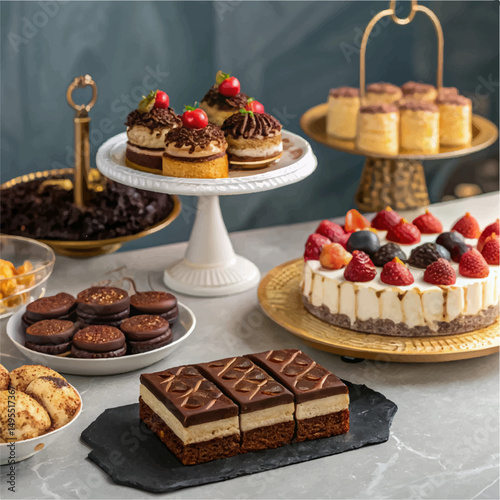 chocolate cake with fruits