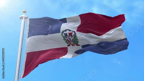 Dominican Republic Realistic Waving Flag Animation Loop