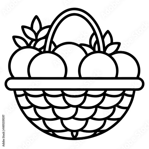Fruit Basket Icon line art vector