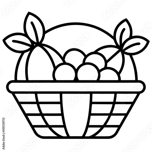 Fruit Basket Icon line art vector