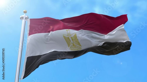Egypt Realistic Waving Flag Animation Loop