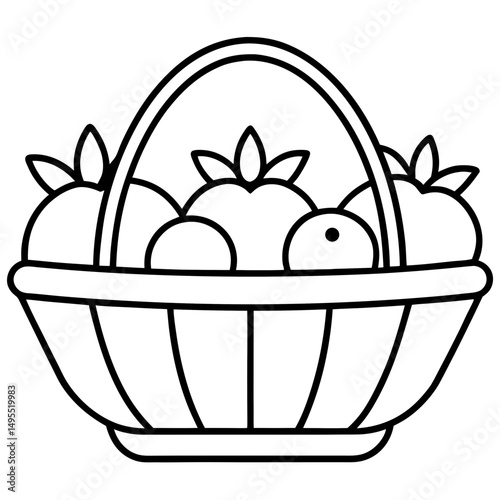 Fruit Basket Icon line art vector