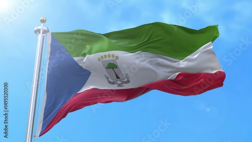 Equatorial Guinea Realistic Waving Flag Animation Loop