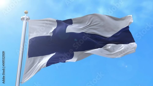 Finland Realistic Waving Flag Animation Loop