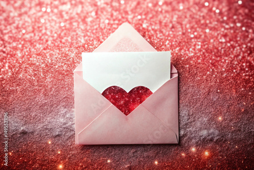 Paper-grain shimmer with heart-shaped glitter
