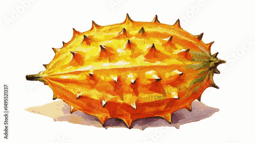 Spiked Splendor: Watercolor Radiance horned melon isolated vector illustration svg