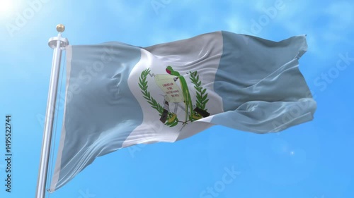 Guatemala Realistic Waving Flag Animation Loop