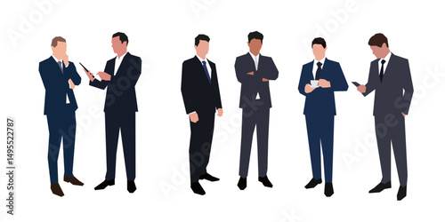 Obraz na płótnie Business men, group of business people, set of flat design illustrations in various poses w salonie