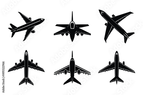 Airplane Silhouette Unique Angles Vector