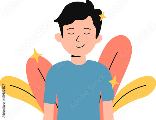 Mental health flat character illustration. Stress, depression, happy, loving man dan woman fpr mental health day. Vector isolated.