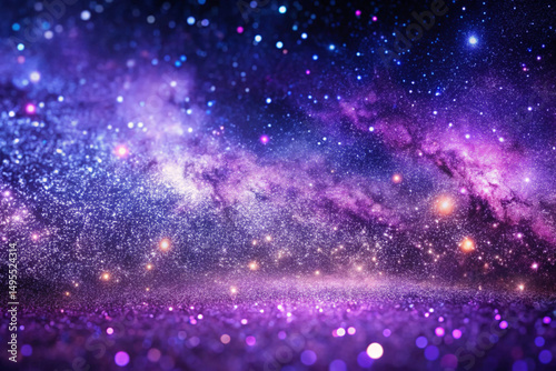 Starfield glitter clouds with galactic glow trails