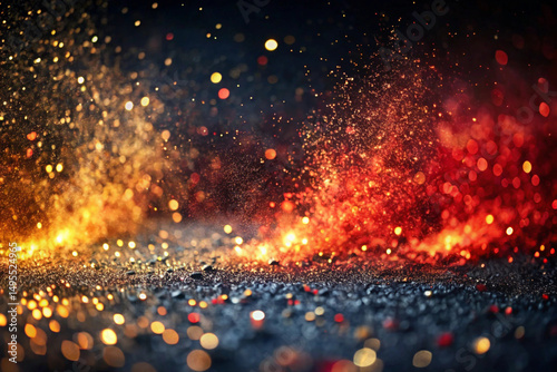 Velvet-charred texture with glowing particle glitter