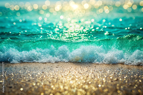 Wave ripple shimmer with sea-glass sparkle