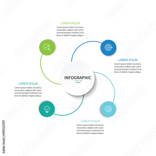 Business visualization infographic circle design template with 4 options, steps or processes. Business presentation.