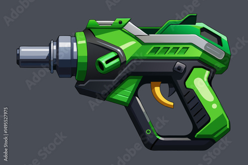 Futuristic Green and Black Handheld Energy Weapon Design
