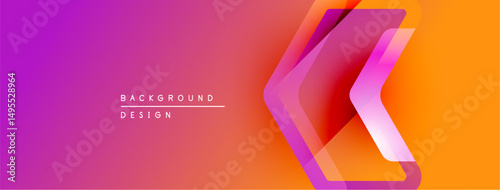 Abstract gradient background. Layered shapes create dynamic visual effect. Bright colors transition smoothly, modern design element.