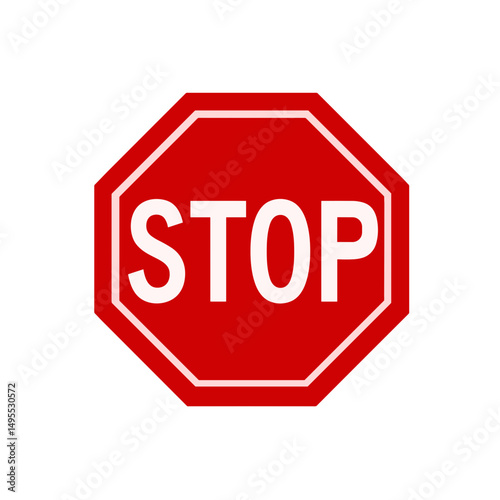 a stop sign with bold letters on a white background, containing a clear warning