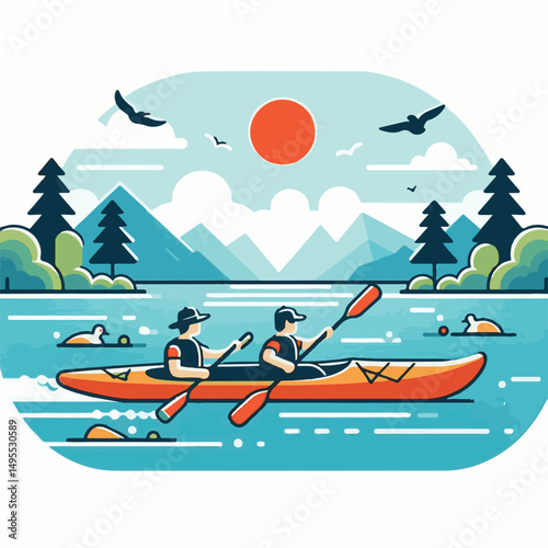 nature, summer, kayak, water, vacation, travel, boat, lake, sport, paddle, holiday, kayaking, activity, outdoor, landscape, active, leisure, canoe, lifestyle, adventure, tourism, recreation, sea, spor
