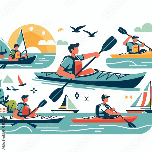 nature, summer, kayak, water, vacation, travel, boat, lake, sport, paddle, holiday, kayaking, activity, outdoor, landscape, active, leisure, canoe, lifestyle, adventure, tourism, recreation, sea, spor