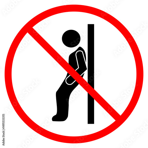 This warning sign shows a figure leaning against glass with a red prohibition symbol, reminding people to avoid leaning on glass surfaces for safety and maintenance reasons
