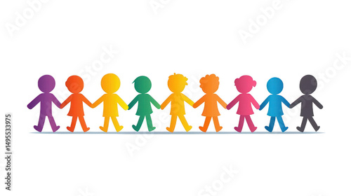 People holding hands in a line, symbol of unity, teamwork, and support people