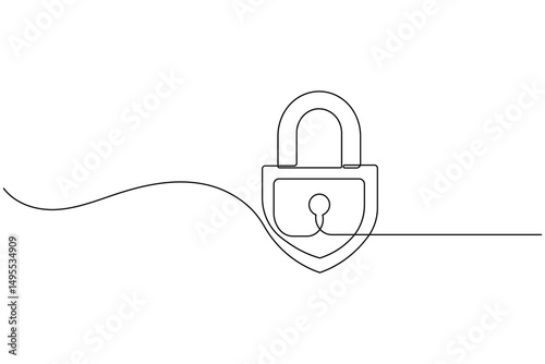 Lock icon minimalist style single line art isolated vector drawing