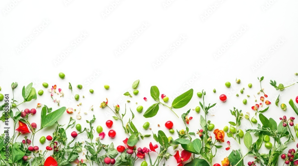 custom made wallpaper toronto digitalColorful floral peas on white background for holidays postcard with space for messages