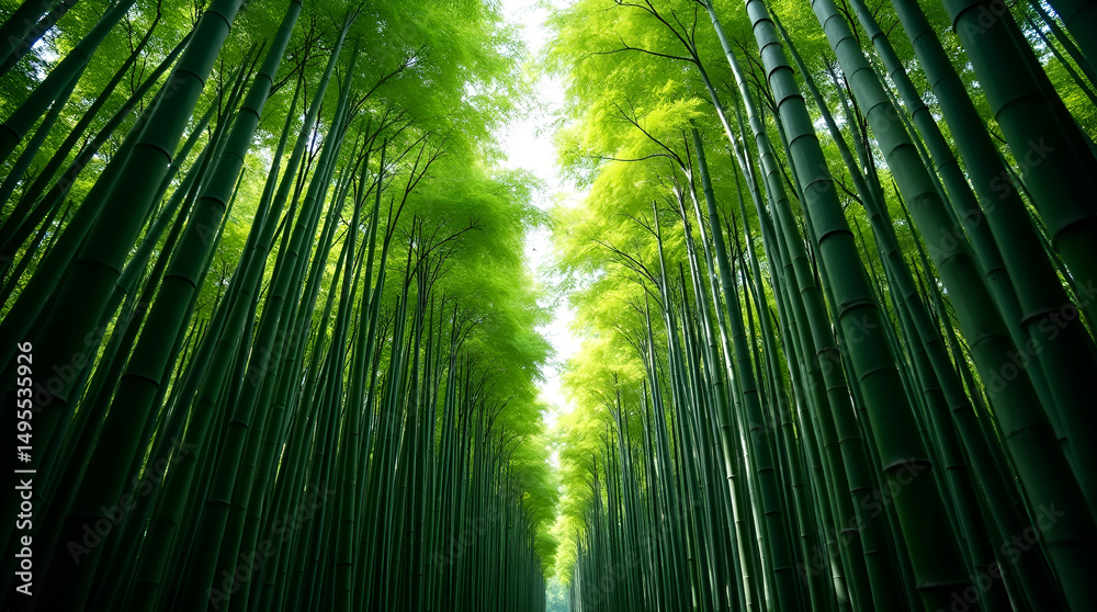 Fototapeta premium Lush Green Bamboo Forest Canopy